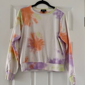 Wildfox Beach Sweatshirt with Orange, Lavender & Lime Tie-Dye